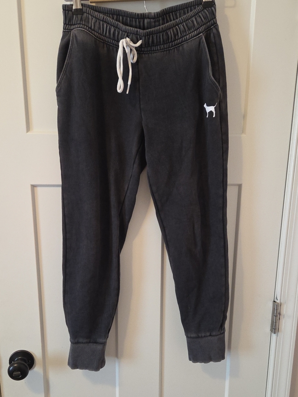 PINK Victoria's Secret Black Kids Joggers with White Dog Logo
